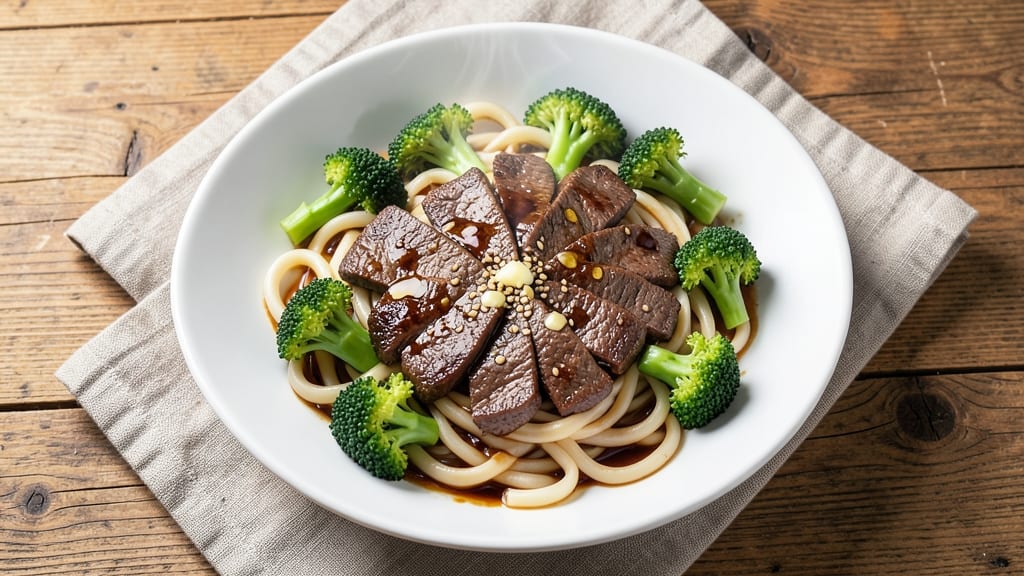 Beef and Broccoli Udon Stir Fry Recipe: Savory Soy Butter Glaze with Chewy Noodles