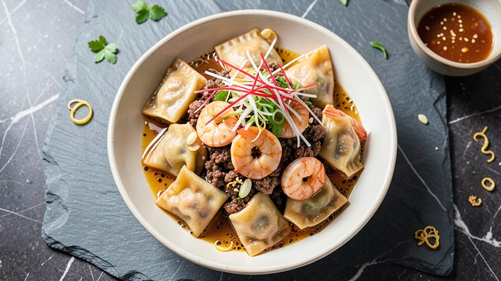 Beef and Shrimp Wonton Soup Recipe: Silky Broth with Crispy Dumplings