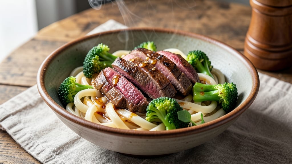 Beef and Broccoli Udon Recipe: Silky Noodles With Charred Beef Bites