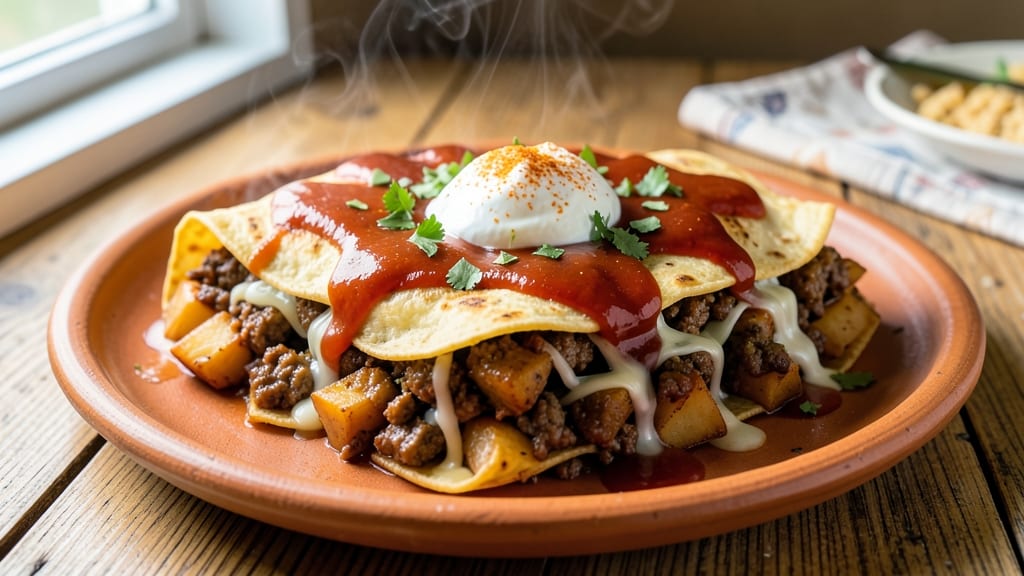 Beef and Potato Enchiladas Recipe: Smoky Tortilla Layers With Cheesy Potato Filling