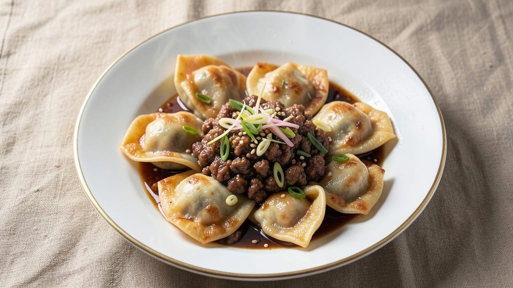 Beef and Flat Dumplings Recipe: Wok-Seared Crispy Edges With Silky Beef Filling