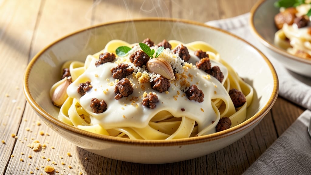 Alfredo Sauce Ground Beef Pasta Recipe: One-Pan Creamy Cheese Fondue Magic