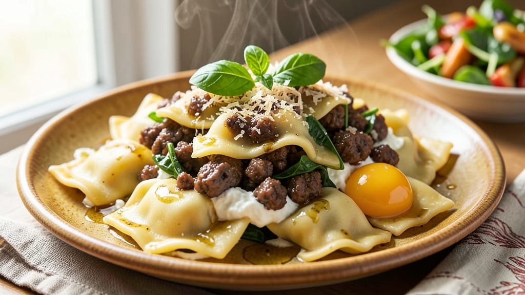 Beef and Cheese Ravioli Filling Recipe: Parmesan-Rich Pillows With Al Dente Spinach