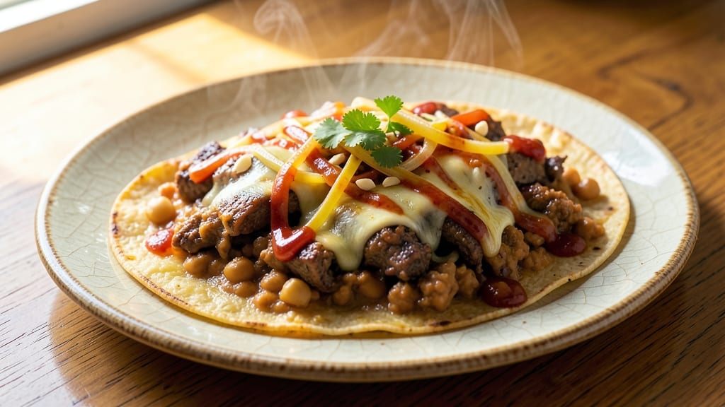 Beef and Refried Bean Enchiladas Recipe: Crispy Tortillas with Smoky Cheese Layers