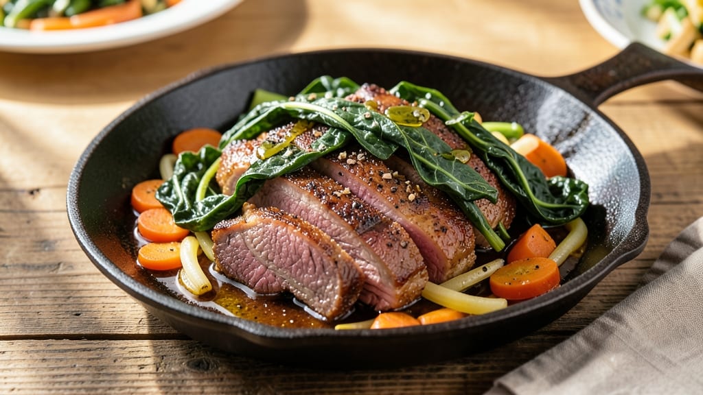 Beef and Greens Recipe: Slow-Braised Beef with Silky Greens in One Pot