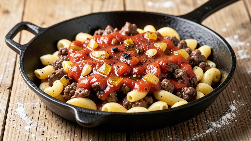 Beef and Macaroni Skillet Recipe: One-Pan Cheesy Crunch and Creamy Fusion