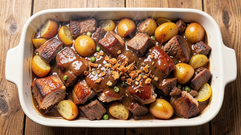 Beef and Pork Casserole Recipe: Slow-Braised Dual-Meat Richness With Herbed Potatoes