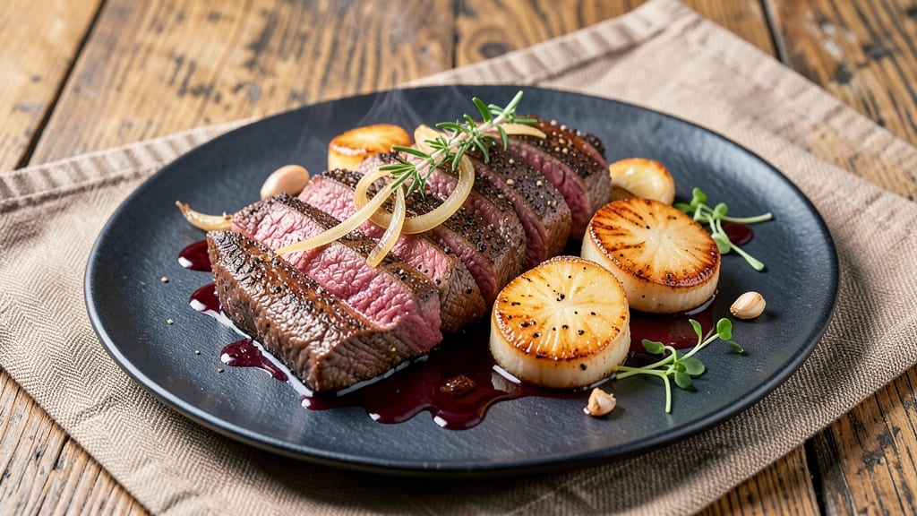 Beef and Scallops Recipe: Seared Crispy Bites with Silky Wine Sauce