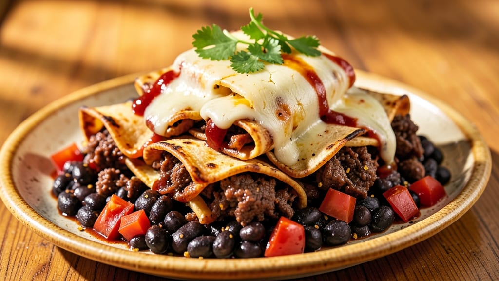 Beef and Black Bean Enchiladas Recipe: Smoky Tortilla Crunch With Melty Cheese Rivers