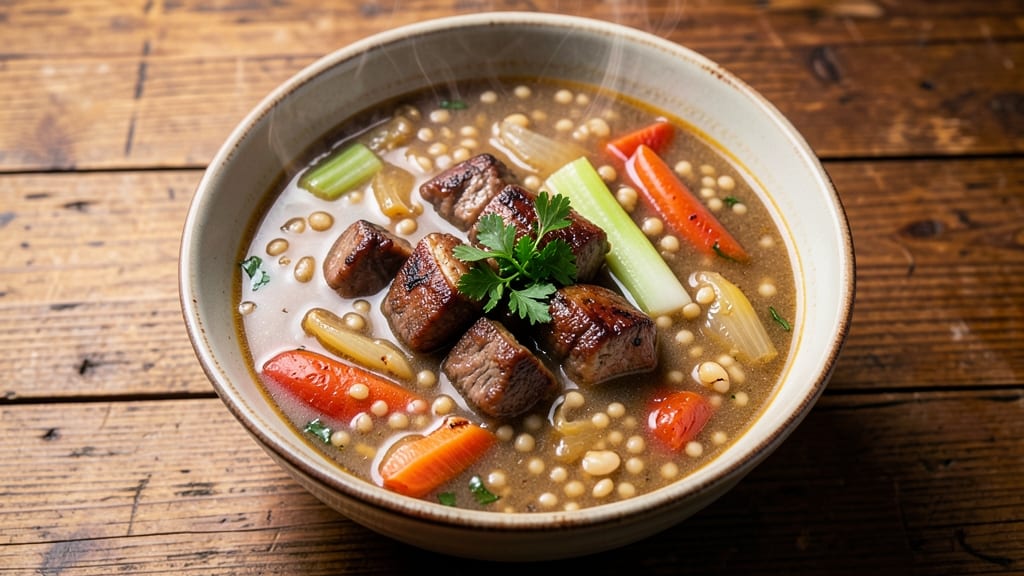 Natasha's Kitchen Beef Barley Soup Recipe: Deep Umami Broth with Hearty Barley Bites