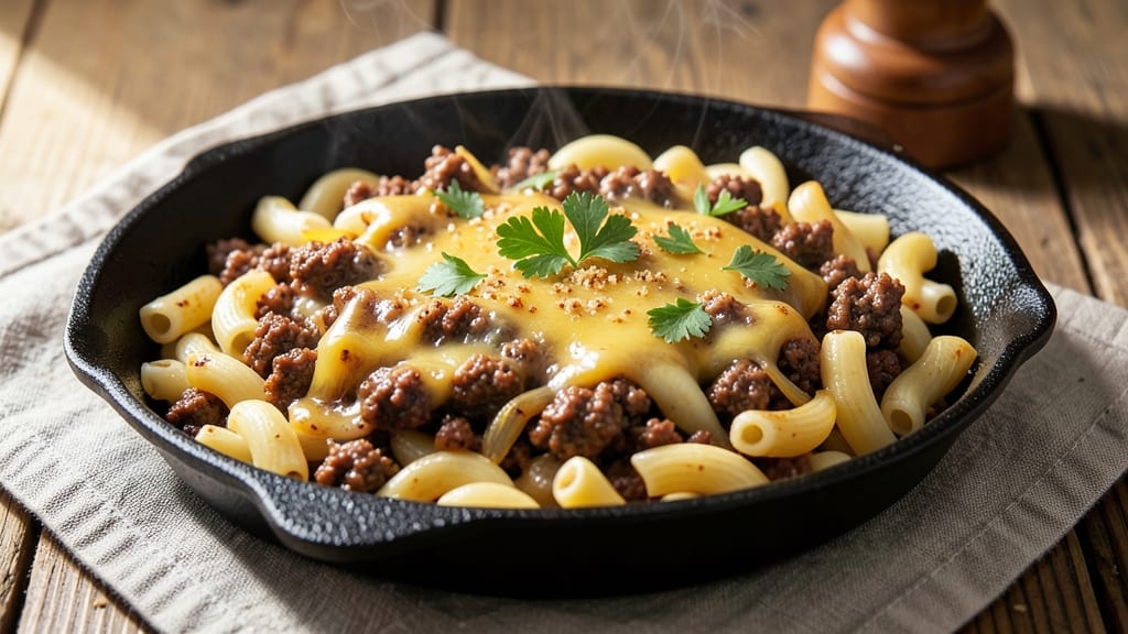 Baked Macaroni with Ground Beef Recipe: One-Pot Cheesy Pasta with Savory Browned Crust