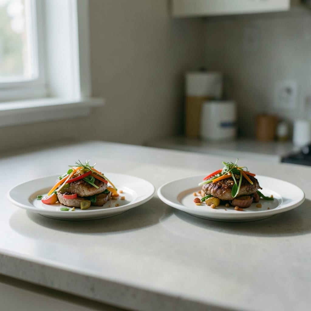 Two versions of the same dish, side by side