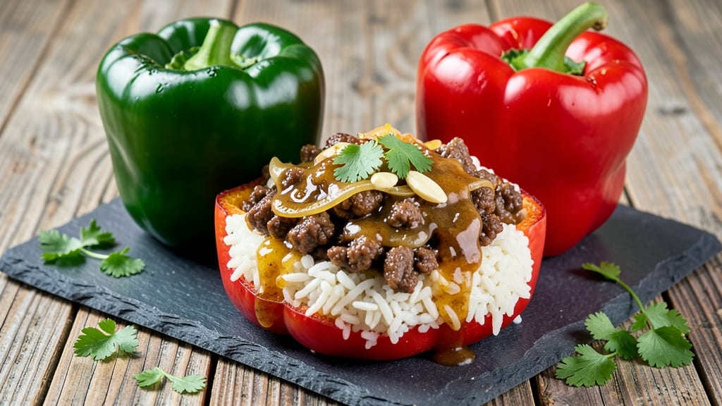 Beef and Rice Stuffed Bell Peppers Recipe: Smoky Meat and Herbed Rice Fusion