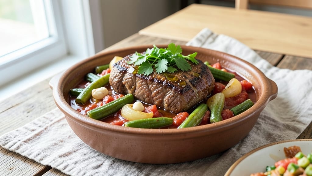Beef Bamia Recipe: Okra-Stewed Beef With Herby Tomato Magic