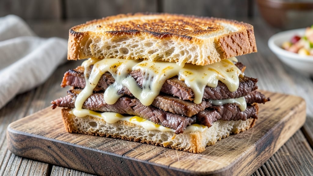 Asiago Roast Beef Sandwich Recipe: Crispy-Toasted Buns with Melty Cheese Rivers