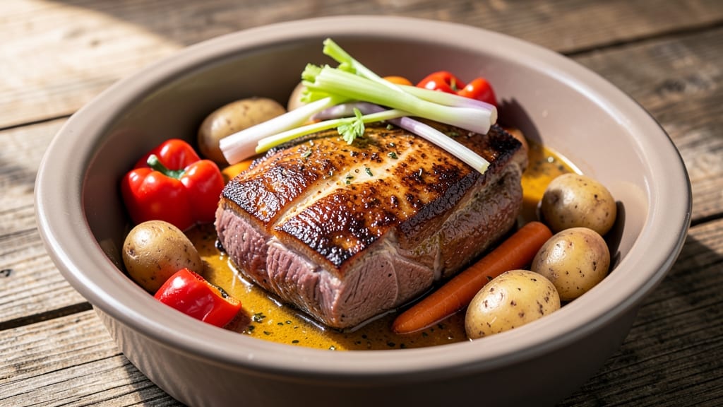 Beef and Vegetable Slow Cooker Recipe: Tender Meat and Vibrant Veggies in One Pot
