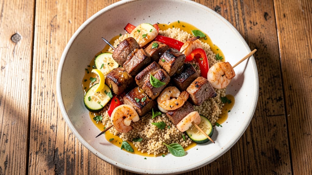 Beef and Shrimp Kabobs Recipe: Charred Meat and Sweet Shrimp Skewers