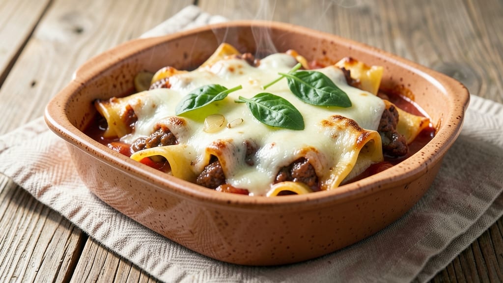 Beef and Spinach Manicotti Recipe: Cheesy Layers with Rich Meat Sauce