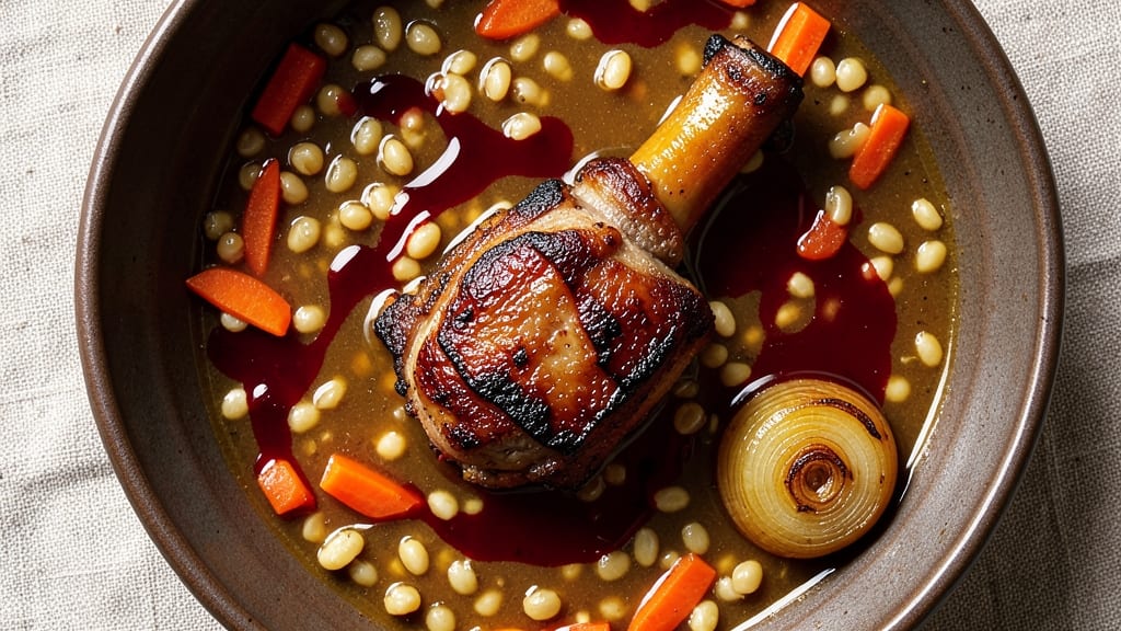 Beef Shank Barley Soup Recipe: Deep-Red Wine Braise With Earthy Root Vegetables